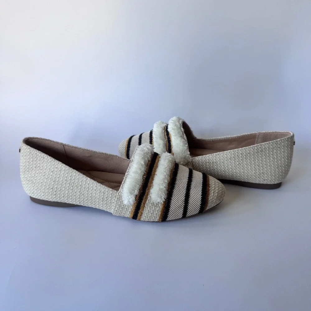Birdies The‎ Starling Cream & Black Stripe Loafers Women's Size 7